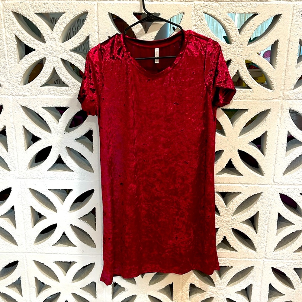 Crushed maroon velvet stretchy dress size large